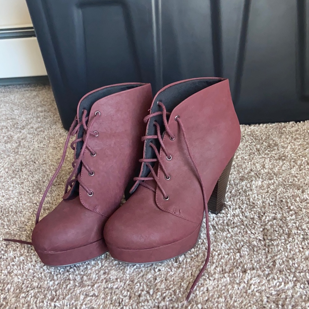 Burgundy booties